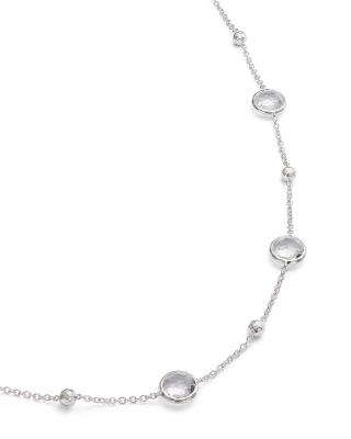 Sterling Silver Rock Candy Mini Lollipop Necklace in Clear Quartz, 37"