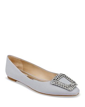 Badgley Mischka Emerie Flat In Silver Silk