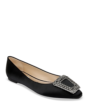 Badgley Mischka Emerie Flat In Black Satin