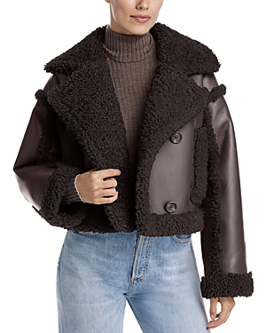 Stand Studio Brown Kristy Faux-shearling Jacket In Dark Brown