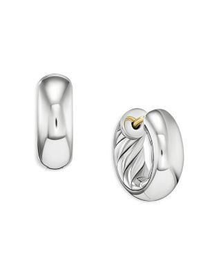 David Yurman Sculpted Cable Micro Smooth Hoop Earrings in Sterling Silver