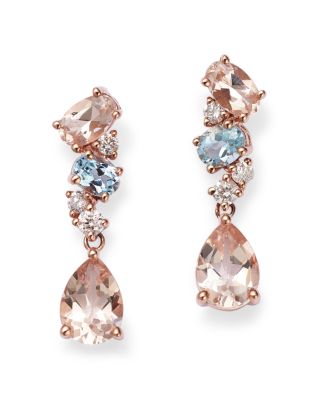 Bloomingdale's Fine Collection - Morganite, Aquamarine, & Diamond Drop Earrings in 14K Rose Gold