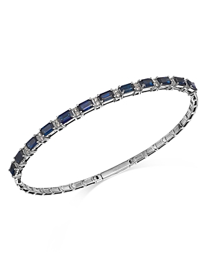 Bloomingdale's Blue Sapphire & Diamond Bangle Bracelet In 14k White Gold In Blue/white