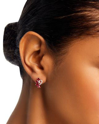 Precious Stone & Diamond Ear Climbers in 14K White Gold