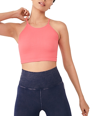 Free People Fp Movement By  Cropped Run Ribbed Tank In Vivid Coral