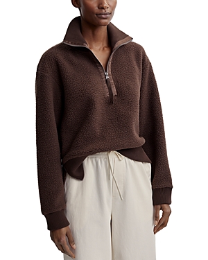 Shop Varley Roselle Half Zip Fleece Sweatshirt In Dark Truffle