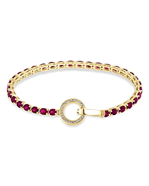 Bloomingdale's Ruby And Diamond Toggle Bracelet In 14k Yellow Gold - 100% Exclusive In Pink/gold