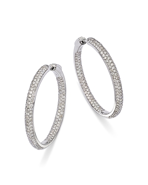 Bloomingdale's Diamond Inside Out Medium Hoop Earrings in 14K White Gold, 3.9 ct. t.w.