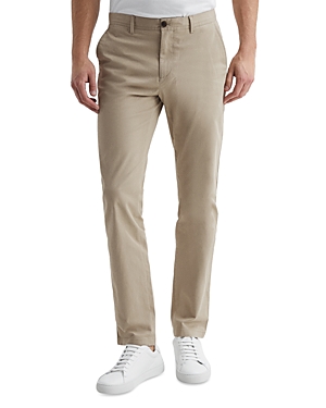 Reiss Mens Stone Pitch Slim-leg Washed-finish Stretch-cotton Chinos In Stone