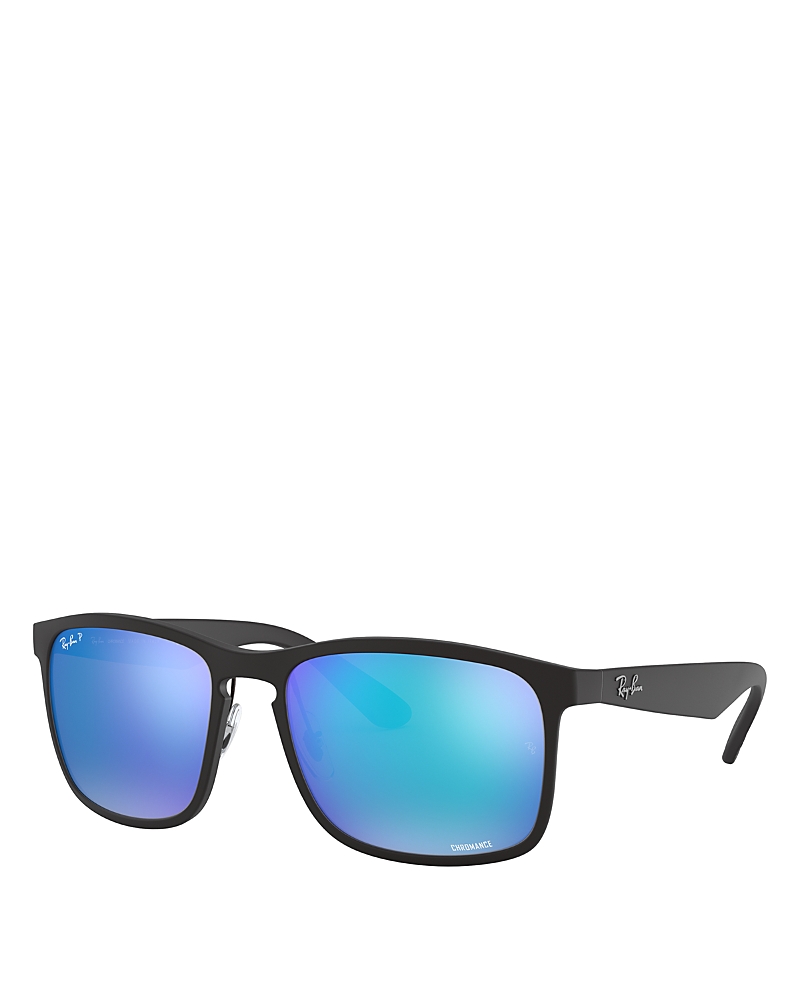 Ray Ban Rb3721ch Chromance Sunglasses Silver Frame Blue Lenses Polarized 59-17 In Black/blue Polarized Mirrored Gradient