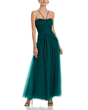 Pleated Tulle Tiered Gown