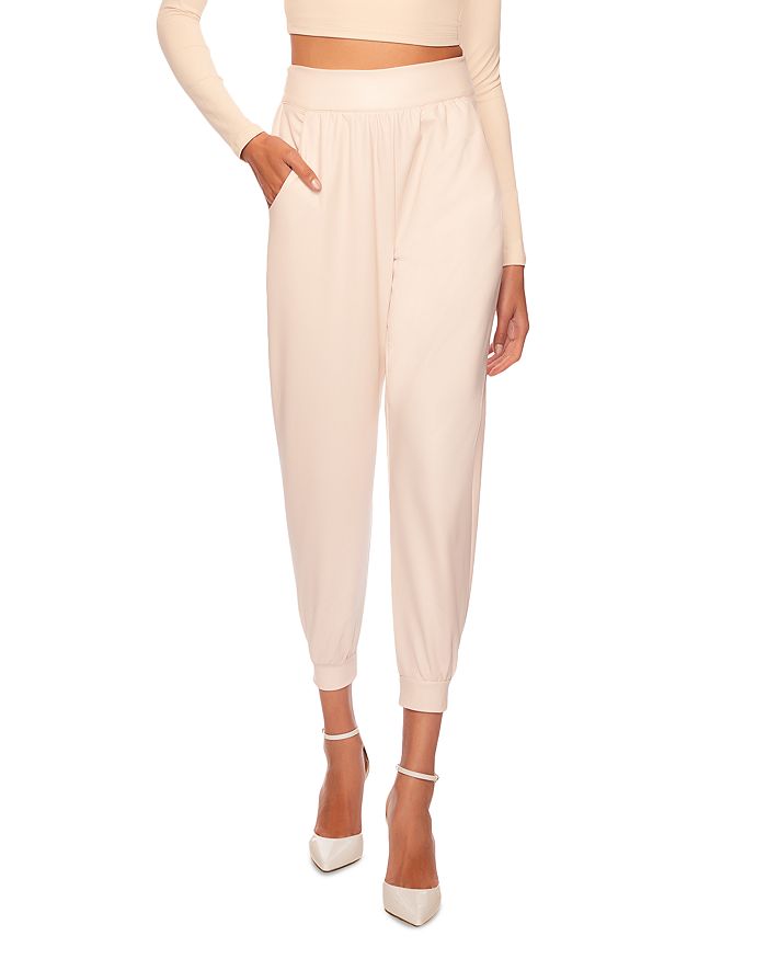 Susana Monaco Faux Leather Pants In Blanched Almond