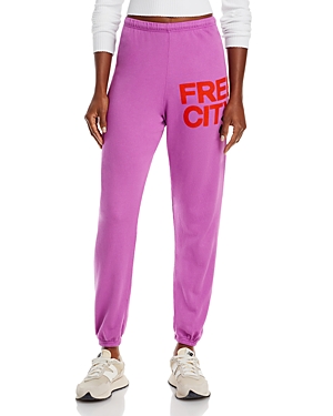 Free City Cotton Logo Sweatpants In Pink Plant
