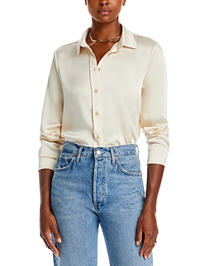 Shop 7 For All Mankind Satin Shirt In Cream