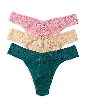 Hanky Panky Assorted 3-pack Original Rise Thongs In Meadow Rose