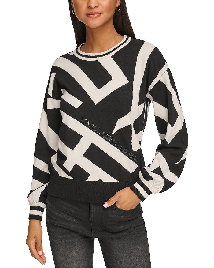 KARL LAGERFELD PARIS Logo Embossed Sweater | Bloomingdale's