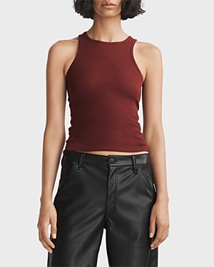 Rag & Bone Essential Ribbed Racerback Tank In Tawny