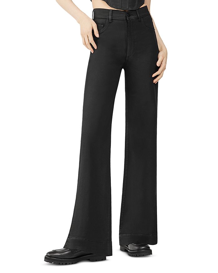 DL1961 Hepburn High Rise Wide Leg Jeans in Black Coated | Bloomingdale's