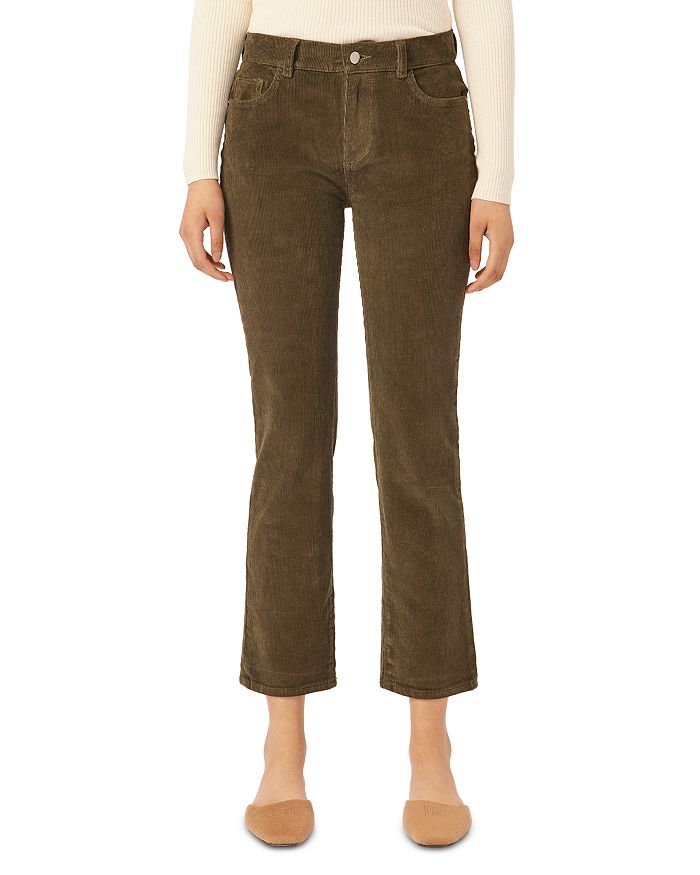 DL1961 Mara Mid Rise Corduroy Ankle Straight Leg Jeans in Pine Green ...