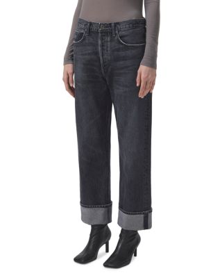 AGOLDE - Fran High Rise Wide Leg Low Slung Cuffed Jeans in Ditch