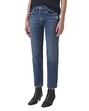Shop Agolde Kye High Rise Ankle Straight Jeans In Notion