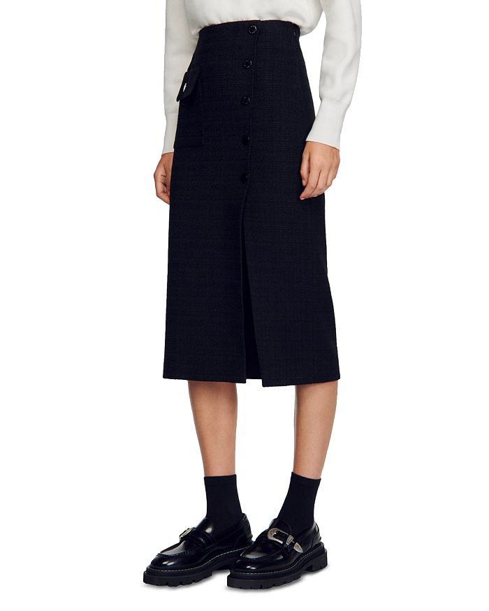 Sandro Tzara Tweed Midi Skirt | Bloomingdale's
