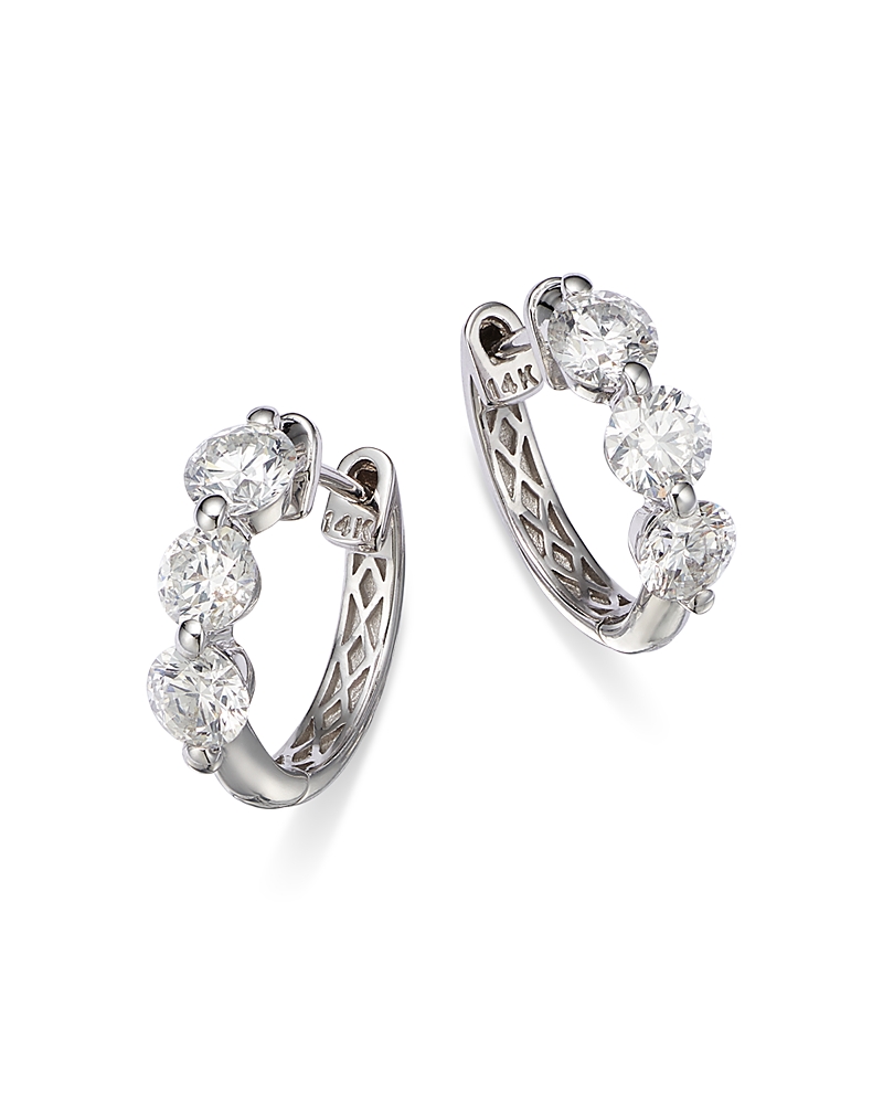 Bloomingdale’s Fine Collection Diamond Hoop Earrings in 14K White Gold, 1.50 tcw
