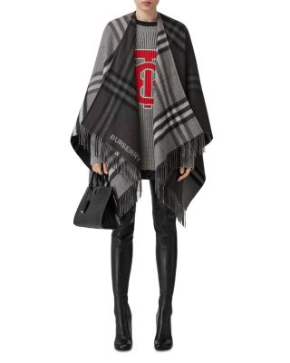 Contrast Check Jacquard Cape