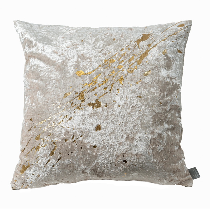 Aviva Stanoff Constellation Creme Gold Crushed Velvet Pillow, 20 x 20