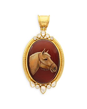 Gurhan - 22-24K Yellow Gold Muse Onyx & Diamond Horse Pendant