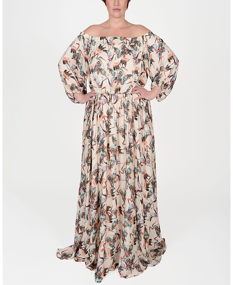 Mayes Nyc Eddy Off The Shoulder Long Sleeve Maxi Dress In White