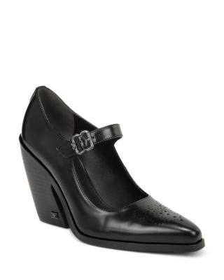 Sam Edelman - Women's Aleksa Pointed Toe Perforated Wedge Heel Mary Jane Pumps