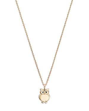 Moon & Meadow 14k Yellow Gold Blue Sapphire Owl Pendant Necklace, 16-18