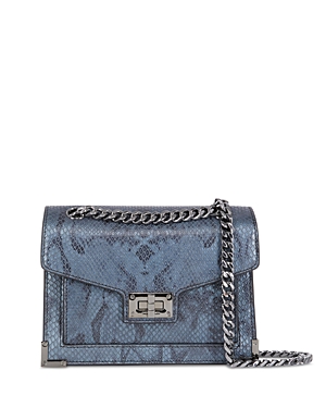The Kooples Emily Small Leather Chain Handbag In Gris Bleu