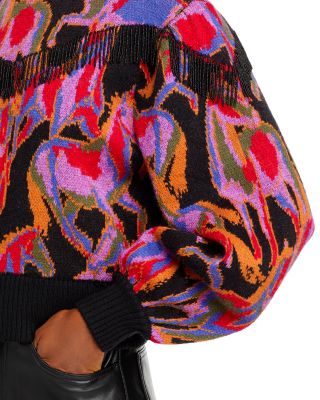 FARM Rio Wild Horses Beaded Fringe Sweater | Bloomingdale's