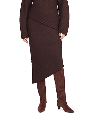 Shop Staud Cantilever Merino Wool Skirt In Dark Chocolate