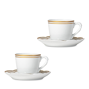 Bernardaud Pompadour Set of 2 Espresso Cups & Saucers