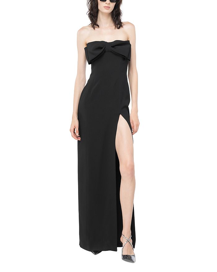 PINKO Strapless Stretch Crepe Bow Gown | Bloomingdale's
