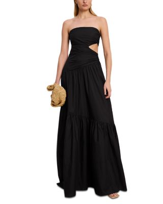 chinese dress ladies Bianca Strapless Pleated Maxi Dress