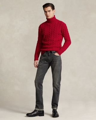 Cable Knit Wool Cashmere Turtleneck Sweater