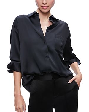 Alice And Olivia Finely Oversized Blouse In Black