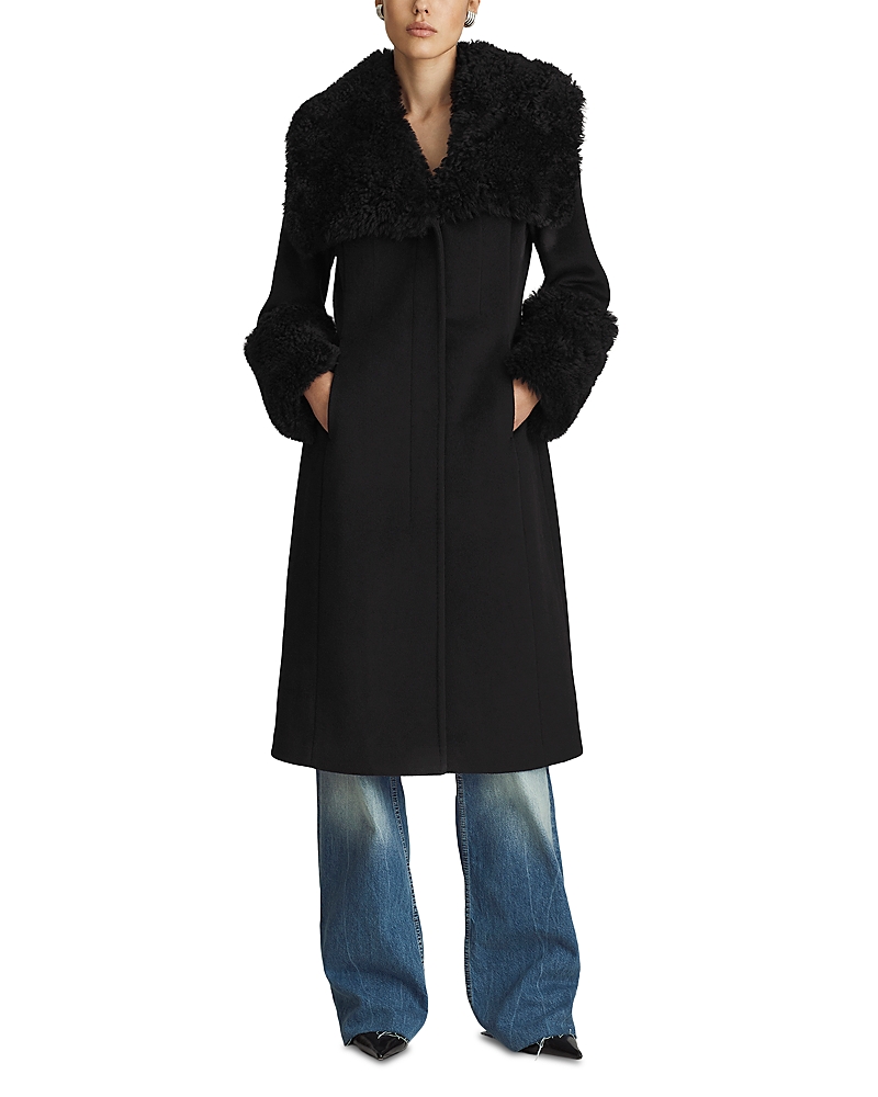 Dawn Levy Women's Athena Shearling Long Coat In Black