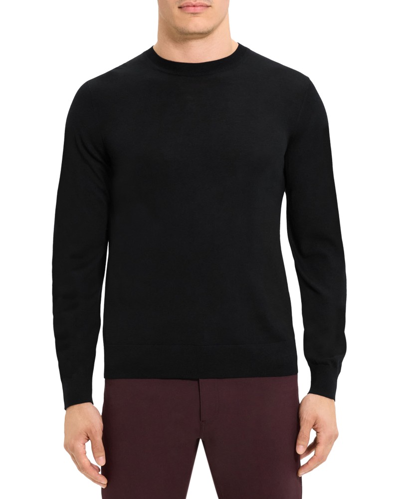 Theory Regal Merino Crewneck Sweater in Black
