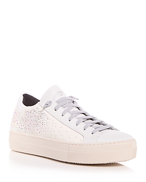 P448 Women's Thea Embellished Platform Low Top Trainers In Galu/silver