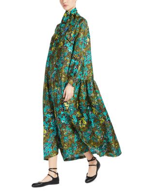 knee length dresses for ladies Managua silk long dress with silk cape and metal detail MAX MARA main image 1