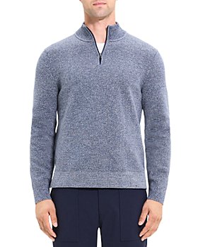 Theory - Walton Twist Cotton Blend Quarter Zip Stand Collar Sweater