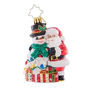 Christopher Radko Frosty Duo Snowman And Santa Ornament In Multi