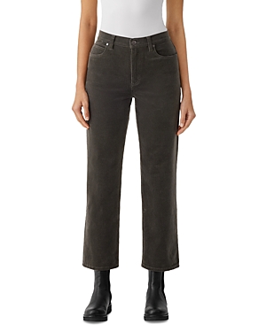 Eileen Fisher High-rise Cropped Corduroy Pants In Grave