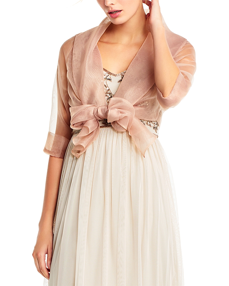 Adrianna Papell Organza Tie Front Wrap Jacket