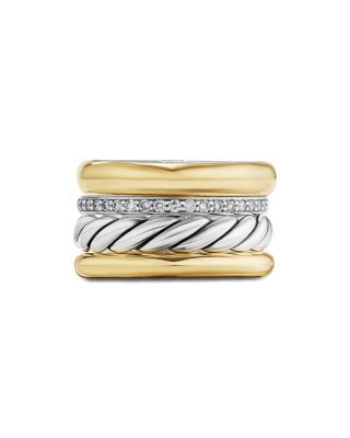 18K Yellow Gold & Sterling Silver DY Mercer Diamond Multirow Ring